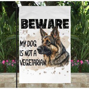 Garden Flag German Shepherd Beware Custom Flag 12x18